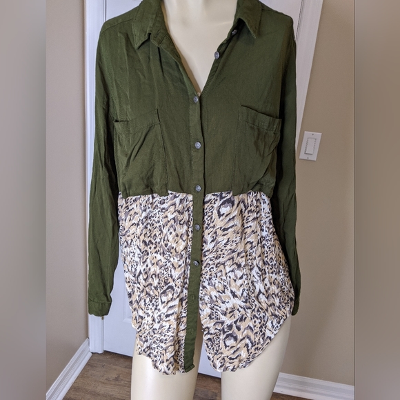 Free people Leopard Animal Print tunic long sleeve blouse - Picture 2 of 10